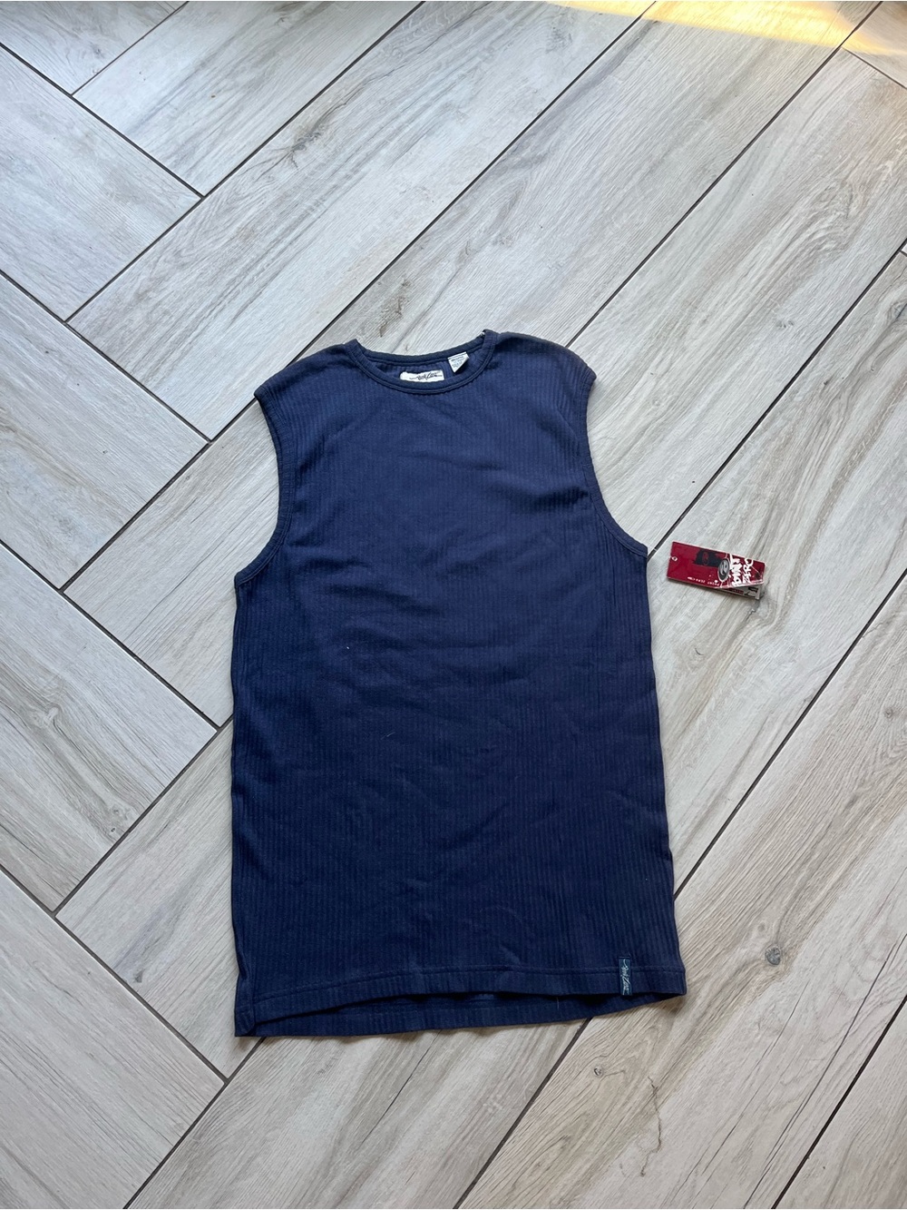 Point Zero Men's Navy Ribbed Sleeveless Tank Top